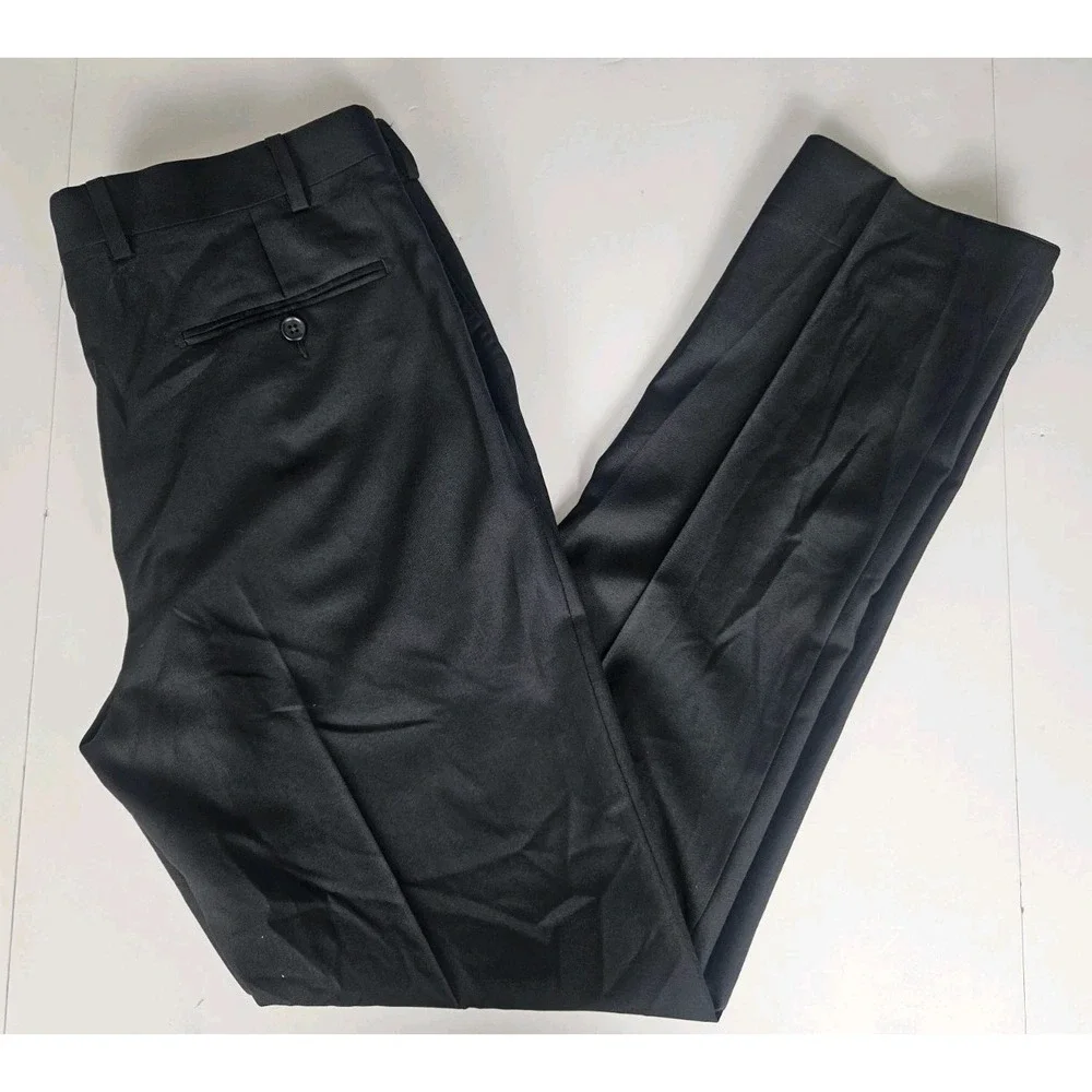 Suitsupply Men's Vitale Barberis Canonico Straight Leg Wool Trousers Black 34x32